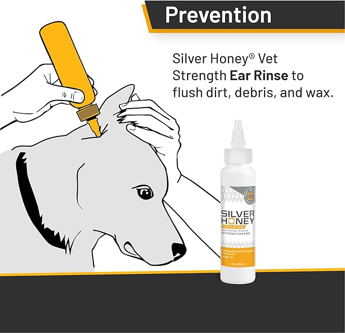 Absorbine Silver Honey Rapid Ear Care Vet Strength Ear Rinse, 4oz, Manuka Honey & MicroSilver BG, Safe for Dogs & Cats-PawvioPets