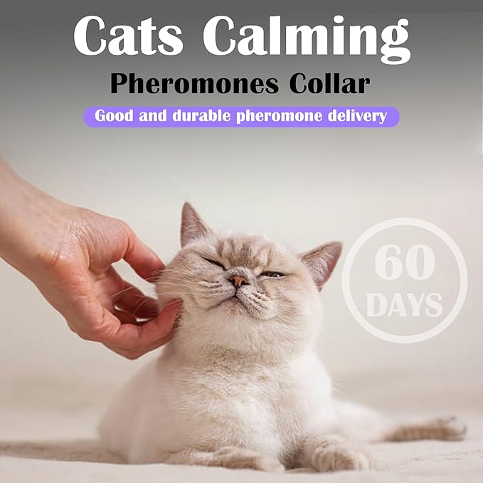 4 Pack Calming Collar for Cats - 60 Days Anxiety and Stress Relief, Relaxing Cat Collar, Adjustable Pheromones Collar for Cats，Natural Soothing for Continuous Calming-PawvioPets