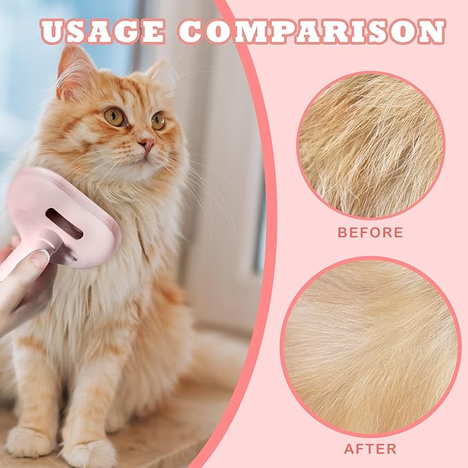 3-in-1 Steam Brush for Cats & Dogs – Hair Removal Comb with One-Click Release & Water Spray – Grooming Brush for Shedding, Long/Short Hair-PawvioPets
