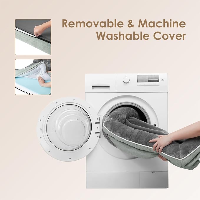 EHEYCIGA Orthopedic Dog Bed for Medium Dogs, Waterproof Memory Foam Medium Dog Beds with Sides, Non-Slip Bottom and Egg-Crate Foam Pet Couch Bed with Washable Removable Cover, Greyish Green-PawvioPets