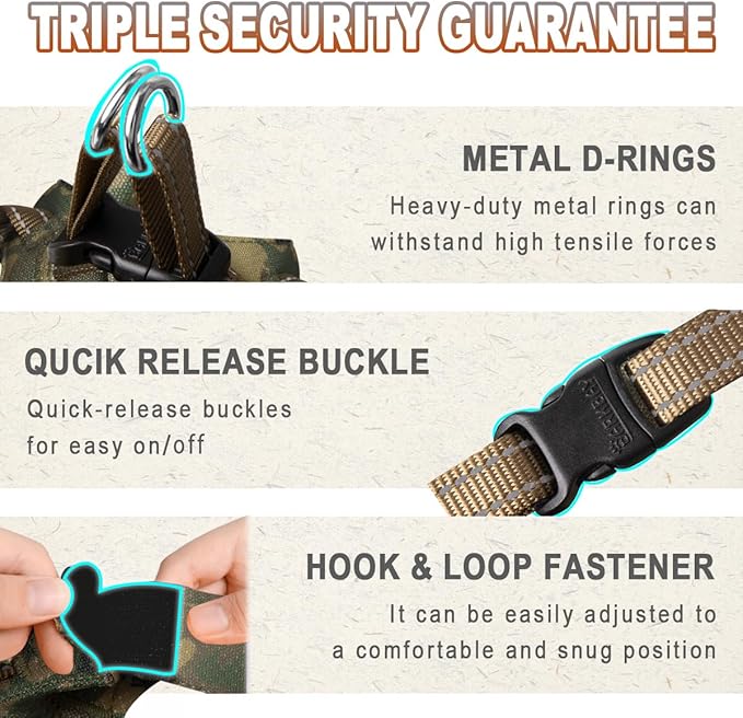 Dog Harness Step in Dog Vest Harness, Reflective Adjustable Puppy No Pull Harness Breathable Soft for Small and Medium Dogs Cats, Camo, XS-PawvioPets