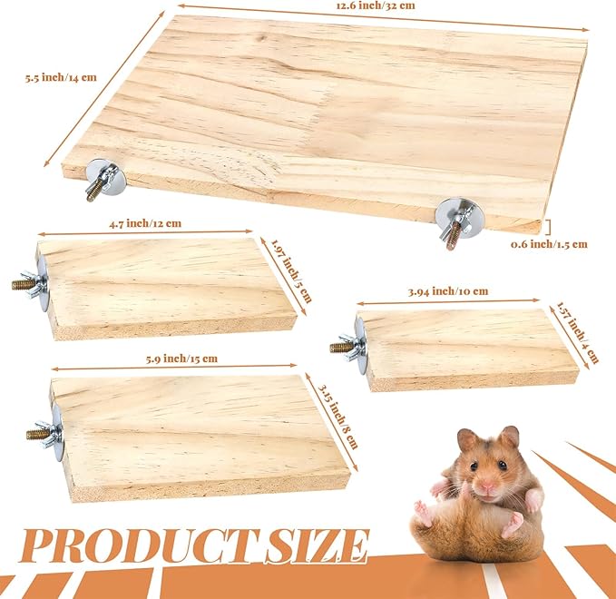 BILLIOTEAM 4-Size Bird Platforms with Wood Perches and Stand Boards - Habitat Cage Corner Shelves with Stainless Steel Washers - Ideal for Parrots, Cockatiels & Small Pets like Hamsters, Gerbils & Chi-PawvioPets