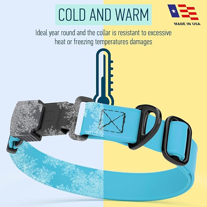 Dogline Biothane Waterproof Dog Collar with Herm Sprenger Black Stainless Steel Quick Release Buckle – Heavy Duty Tactical Durable Collar for Dogs – Comfortable and Safe Pet Collar W1 L15-25 SkyBlue-PawvioPets