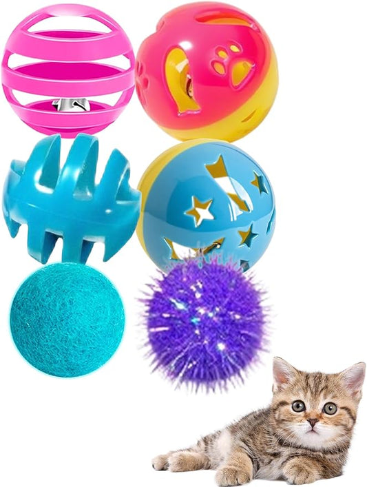 6-Pack Cat Toys for Kittens and Cats, On Cloud Nine (1.5'', Basic Cat Toy Set)-PawvioPets