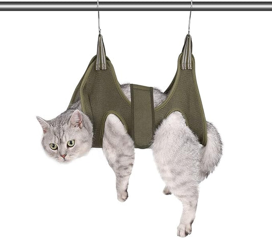 Cat Grooming Hammock Harness for Small Dogs,Pet Hammock Restraint Bag,Dog Grooming Sling for Trimming Nail and Ear/Eye Care(XS Size,Green)-PawvioPets
