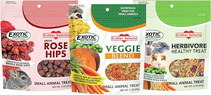 Exotic Nutrition Herbivore Treats (3 Pack) - for Guinea Pigs, Rabbits, Hamsters, Gerbils & More-PawvioPets