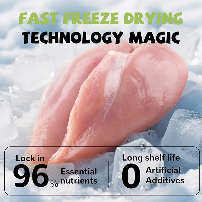 Freeze Dried Chicken for Dogs Cats, High Protein Raw Dog Food Topper, Single Fresh Ingredient Treats, 4.6oz, Rawhide Free-PawvioPets