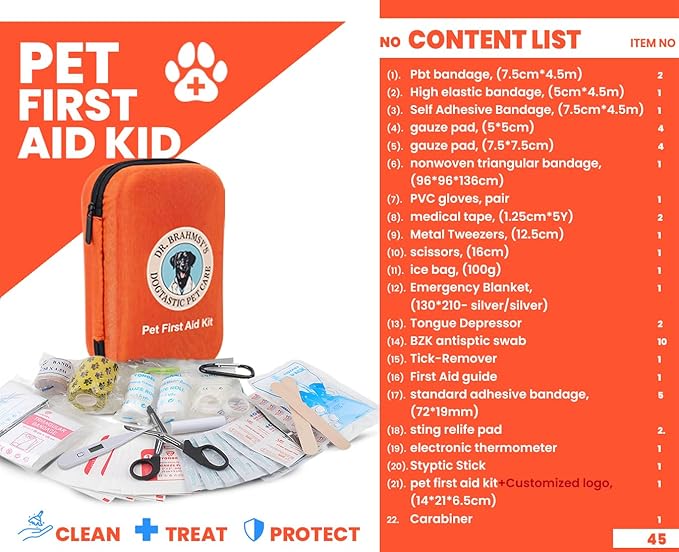 Dr Brahmsy’s Pet First Aid Kit – Emergency Kit for Dogs, Perfect for Travel, Camping & Hiking Essentials-PawvioPets