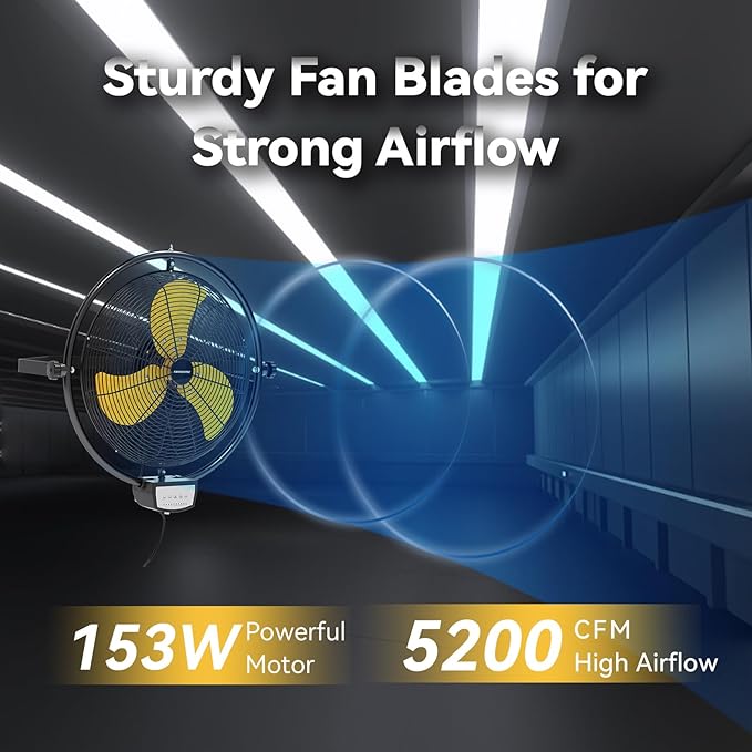 20 Inch 5200 CFM Wall Metal Fan Pro Series Remote Control, High Velocity Wall Mount Fans for Commercial, Residential, Warehouse, Covered Patio, Shop, Garage, Barn 3 Speed UL Safety Listed-PawvioPets