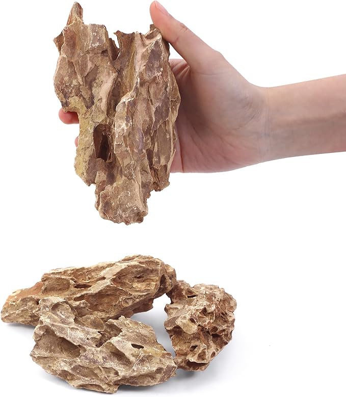 2-6 Inches Natural Dragon Stone 4 PCS Aquarium Rocks for Aquascaping, Aquarium Landscaping, Terrariums, Fish Tank Decoration, Vivariums, Paludarium, Reptile and Amphibian Enclosures-PawvioPets