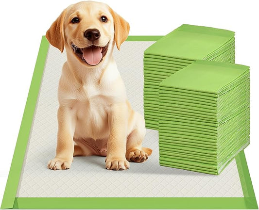 Gardner Pet Dog Pee Pads Rugular 22"x22", Thicker ECO Green Small Disposable Puppy Training Pads Super Absorbent Full Edge-Wrapping Pad for Dogs, Puppies, Doggies, Cats-(50 Count)-PawvioPets
