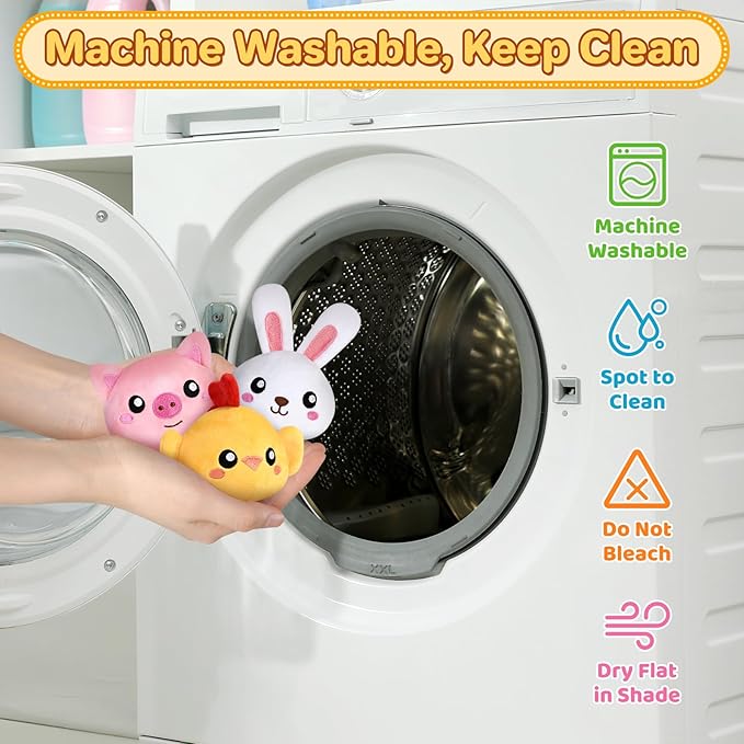 Baby Toys 0-12 Months, Plush Toy Set- 4 Sensory Soft Toys with Crinkle, Rattles for 0-3-6-9-12 Month Newborn Infant, 1st Birthday for Babies Boys Girls Age 1+ (Barn with Farm Animals)-PawvioPets