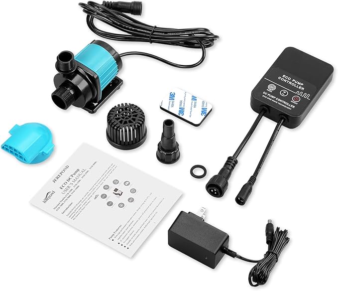 400GPH Aquarium Return pump with LCD display controller, 15W DC 24V aquarium pump for saltwater freshwater aquarium,fish tank,sump,20 speeds ECO Quiet Submersible and inline pump-PawvioPets