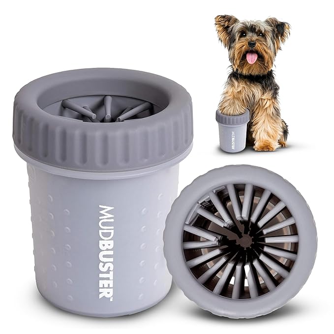 Dexas MudBuster Portable Dog Paw Cleaner, Premium Quality Small Light Gray Pet Accessory-PawvioPets