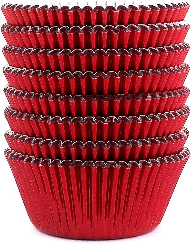 Eoonfirst Red Foil Cupcake Case Liners Valentine's Day Baking Muffin Paper Cups 198 Pcs