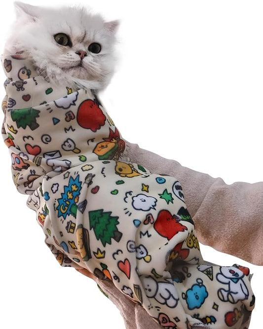 27.6" Cat Grooming Wrap Cat Wrap for Cutting Nails Cat Restraint for Nail Clipping Cat Swaddle Wrap Cat Burrito Wrap L(Within 15lbs) Anti-Scratch Anti-Escape Multifunctional Pet Tool-PawvioPets