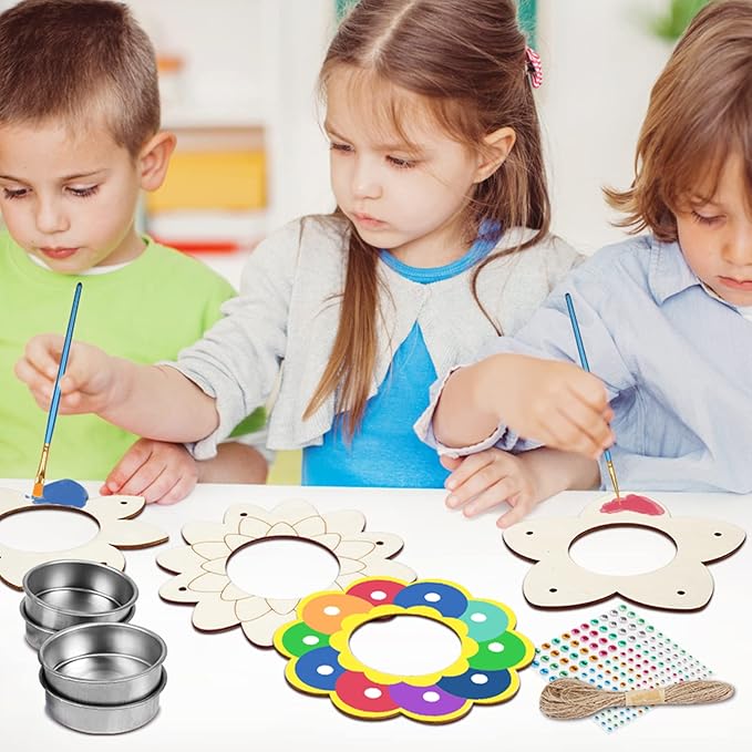 Fennoral 4 Pack Bird Feeder Kits for Kids Make Your Own Bird Feeders Wooden Art and Craft for Girls Boys Ornaments DIY to Paint Bird Feeders Craft for Spring Garden Outdoor Summer Activities Project-PawvioPets