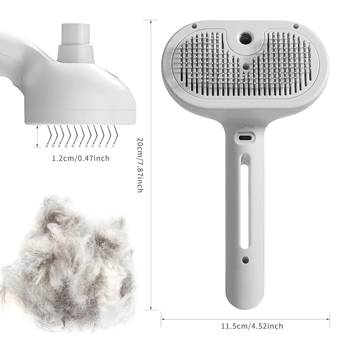 3-in-1 Steam Brush for Cats & Dogs – Hair Removal Comb with One-Click Release & Water Spray – Grooming Brush for Shedding, Long/Short Hair-PawvioPets