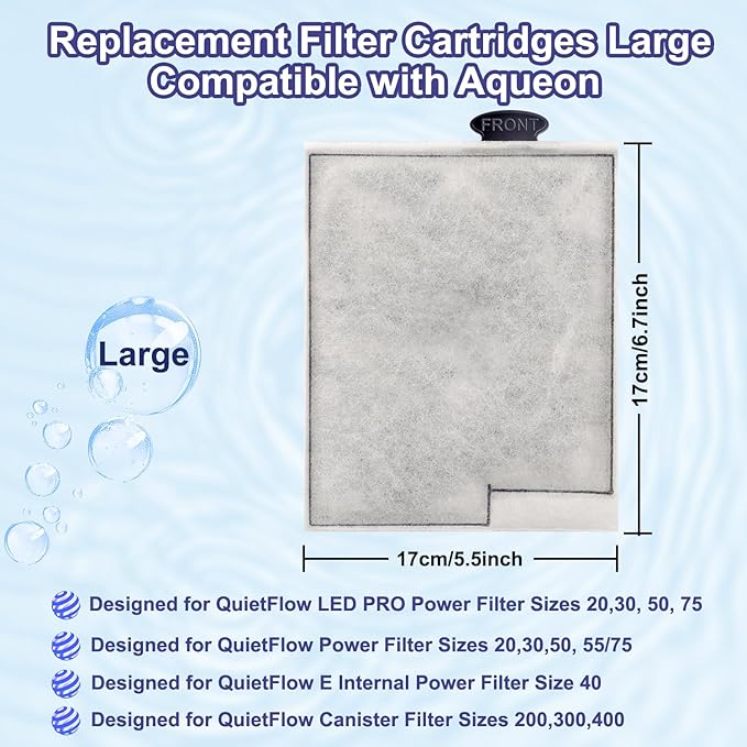 10 Pack Replacement Filter Cartridges Large for Aqueon,Large Filter Compatible with Aqueon QuietFlow Power LED PRO & Power Filter&E Internal Size 40 Canister-PawvioPets