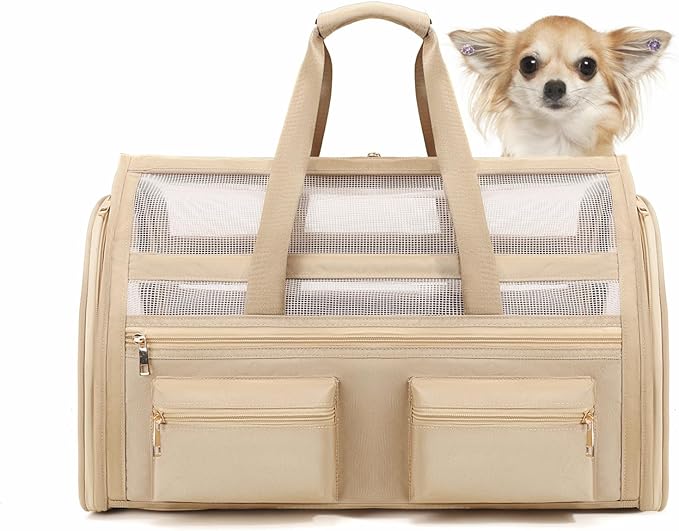 Cat Carrier Bag,Soft Sided Ventilated Pet Carrier for Small Dog Airline Approved Travel Puppy Carrier with Breathable Mesh, Foldable Portable for Outdoor Car-PawvioPets
