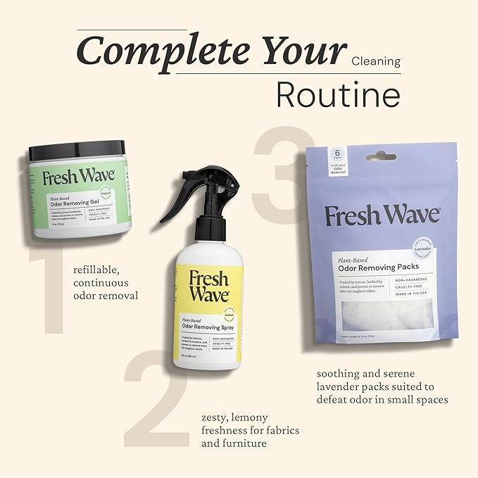 Fresh Wave Odor Removing Gel, Original 15 oz. & Lavender 7 oz.| Safer Odor Absorbers for Home | Natural Plant-Based Odor Eliminator | Every 7 oz. Lasts 15-30 Days | for Cooking, Trash & Pets-PawvioPets