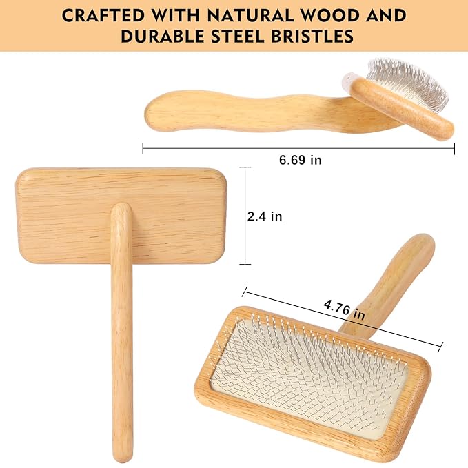 Dog Slicker Brush for Shedding & Grooming - Professional Dog Brush and Cat Brush with Coated Tips & Air-Cushion Design, Deshedding Tool Removes Undercoat Tangles & Loose Fur for Long/Short Hair Pets-PawvioPets