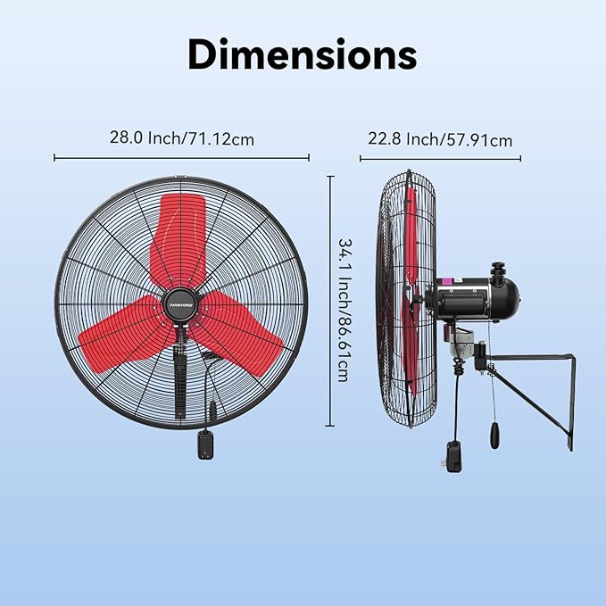 24 Inch 9500 CFM Waterproof Wall Fan Pro Series - Outdoor High Velocity Wall Mount Fan with Enclosed Motor for Residential, Warehouse, Patio, Shop, Garage, Barn UL Safety Listed-PawvioPets