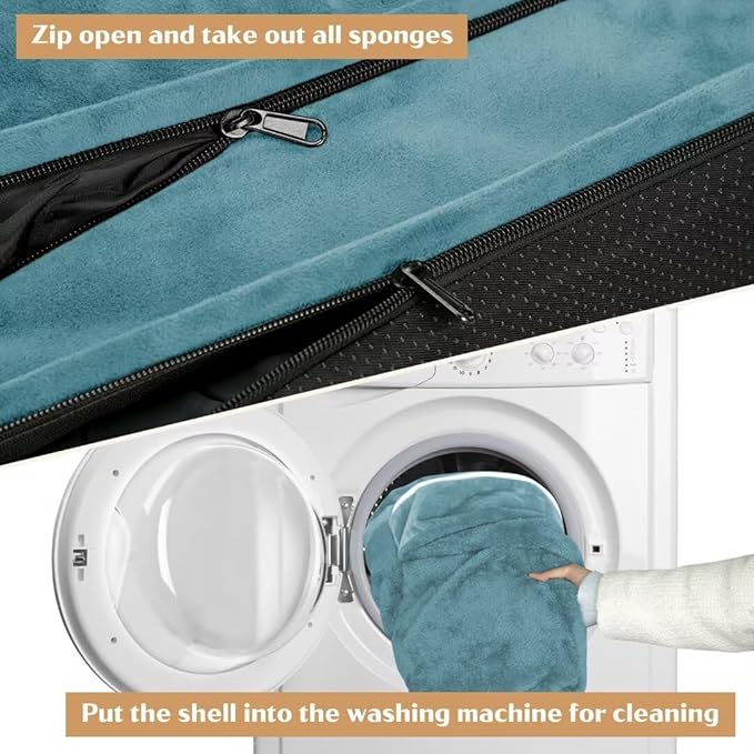 Comfort Expression XXL Waterproof Orthopedic Dog Bed for Extra Large Dogs, Orthopedic Foam Dog Sofa Bed with Washable Removable Cover & Non-Slip Bottom(XX-Large,Washed Blue)-PawvioPets