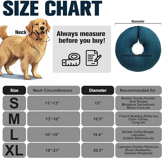 BINGPET Inflatable Dog Cone Collar Alternative After Surgery,Soft Recovery Cone for Dogs to Stop Licking,Protective Neck Donut E Collar Adjustable for Small Medium Large Dogs & Cats(Navy Blue,XL)-PawvioPets