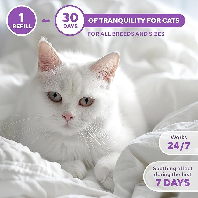 Beloved Pets Cat Calming Diffuser & Pet Anti Anxiety Products - Feline Calm Pheromones Plug in & Cats Stress Relief Comfort Helps with Pee, New Zone, Aggression-PawvioPets