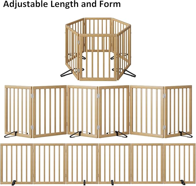 Extra Wide Dog Gates for Doorways, Bamboo Dog Gates for The House Stairs, Freestanding Pet Gates for Dogs, Doogie Puppy Fence Gate-PawvioPets