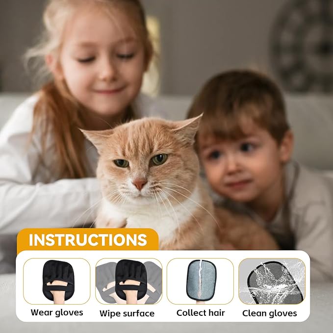 3 Packs Pet Hair Removal Glove,Pet Hair Remover for Cat & Dog,New Upgraded Electrostatic Gloves Pet Hair,Reusable Electro Static Pet Hair Remover Electrostatic Gloves for Furniture,Couch (3 Packs)-PawvioPets