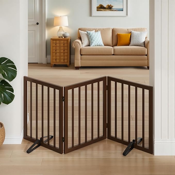 Dog Gate for Stairs,Foldable Dog Gate for Indoor Doorways House,Freestanding Pet Gates for Dogs,Doogie Puppy Fence Gate-PawvioPets