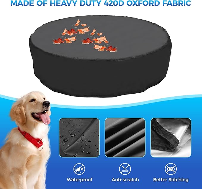 79 inch Dog Pool Cover, Portable Round Collapsible Bathing Tub Kiddie Pool Cover with Oxford Cloth Material and Drawstring Design, Waterproof and Dustproof (Black) - Only Cover…-PawvioPets