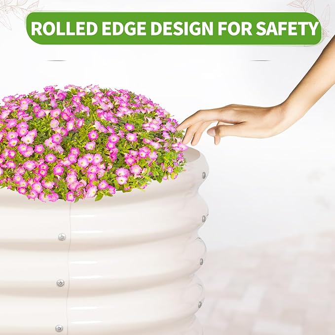 Galvanized Raised Garden Bed Outdoor- 2 Pcs Raised Beds for Gardening| Metal Planter Box, Steel Raised Garden Bed Kit with Gloves for Vegetables, Flower, Herbs (4x2x1.4FT, White)-PawvioPets