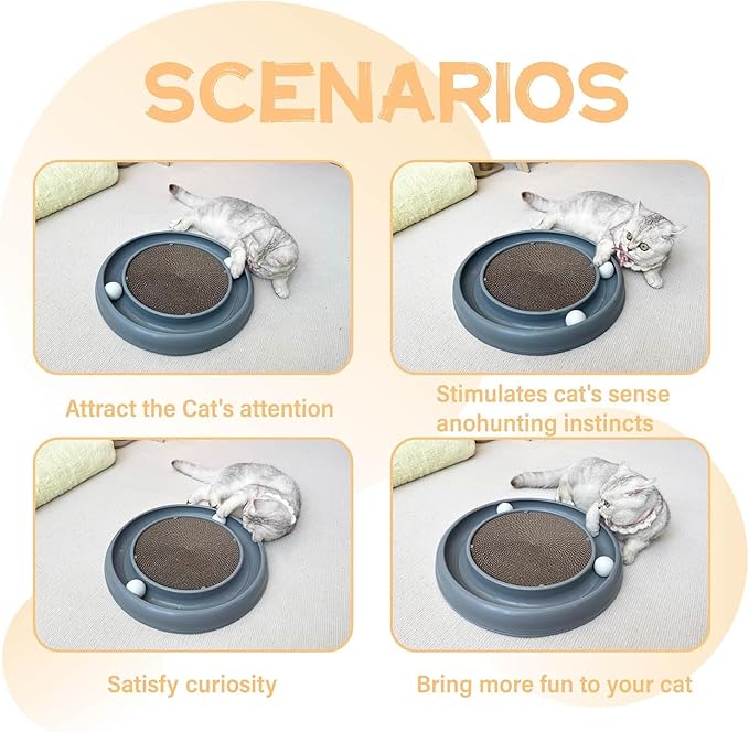 Cat Ball Toy Cat Track Balls Replacement Track Balls for Turbo Round Scratcher Toy (4 pcs), White-PawvioPets