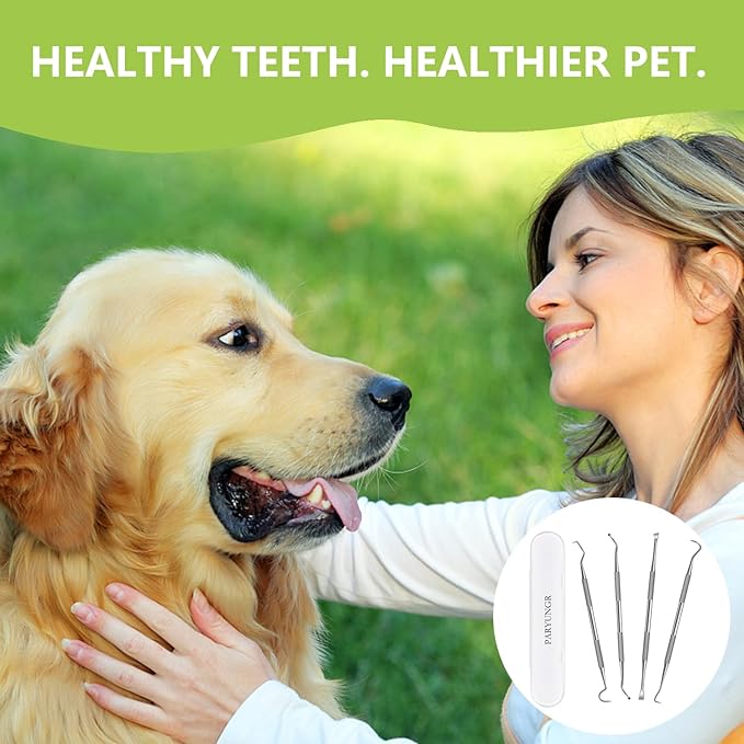 Dental Tools Pet Dog Teeth Cleaner Tool Kit, Stainless Steel Plaque Remover Dental Picks Tooth Tartar Scraper, Pets Oral Care Hygiene Set for Cats and Dogs Use with Case-PawvioPets