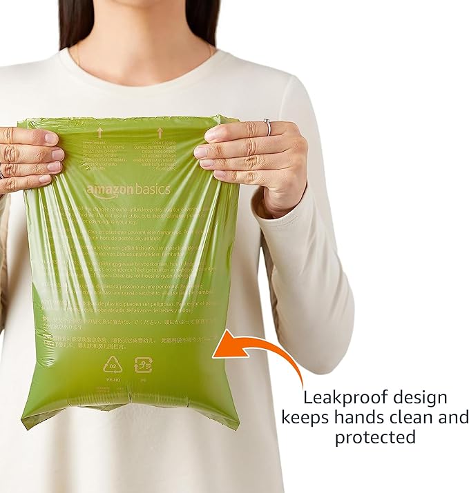 Amazon Basics Dog Poop Bags with Dispenser, 270 Count, Enhanced for Guaranteed Leakproof, Cucumber Scented, Includes Leash Clip-PawvioPets