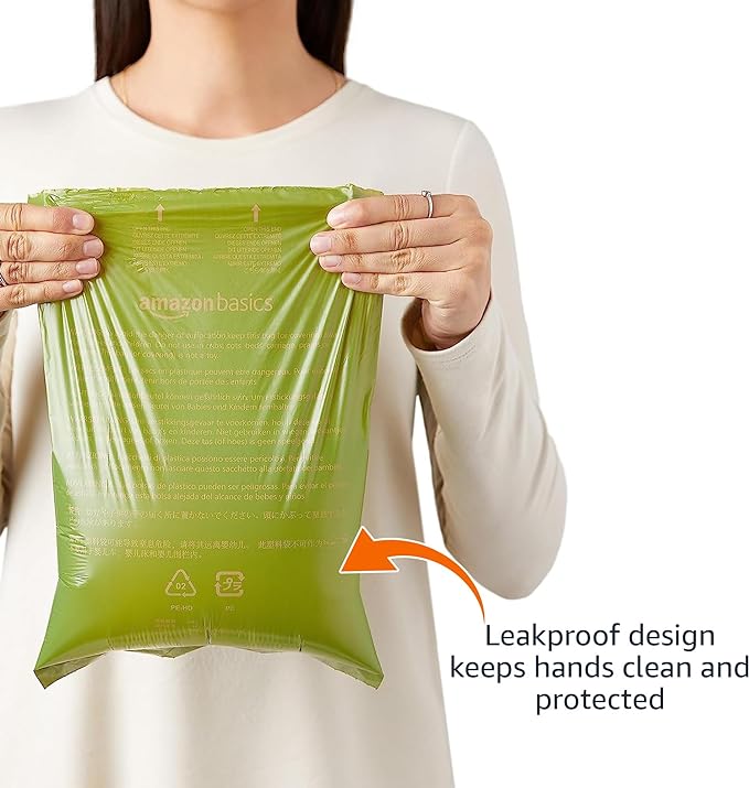 Amazon Basics Dog Poop Bags with Dispenser, 540 Count, Enhanced for Guaranteed Leakproof, Lavender Scented, Includes Leash Clip-PawvioPets