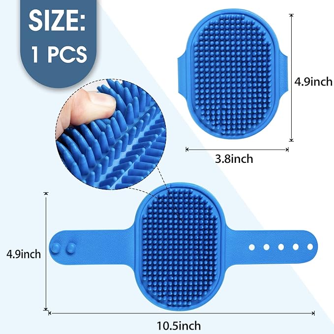 Dog Grooming Brush, Lilpep Pet Shampoo Bath Brush Soothing Massage Rubber Comb with Adjustable Ring Handle for Long Short Haired Dogs and Cats (Blue, pack of 1)-PawvioPets