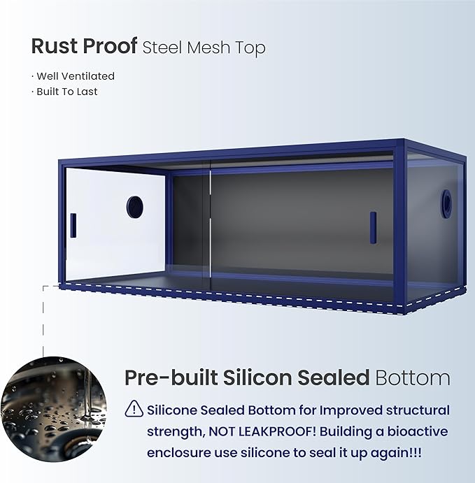 85 Gallon Snake Enclosure, Front Opening Reptile Tank for Easy Maintenance, Reptile Terrarium with Top Screen Ventilation 48''x24''x18''-PawvioPets