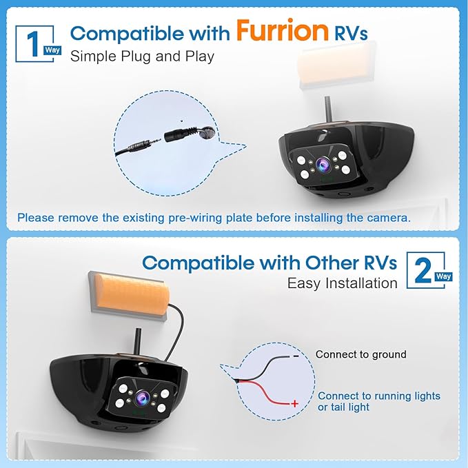 7-Inch Wireless Backup Camera for RV Trailer - HD 1080P Monitor, Night Vision, IP69 Waterproof, Easy Installation Compatible with Furrion, Split Screen 4 Channels Y31-PawvioPets