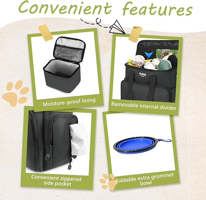 Dog Travel Bag Airline Approved–Pet Travel Tote with Collapsible Bowls,Food Containers & Feeding Mat–Multi-Pocket Organizer for Dogs & Cats, Durable & Water-Resistant for Hiking,Trips,Outdoors-PawvioPets