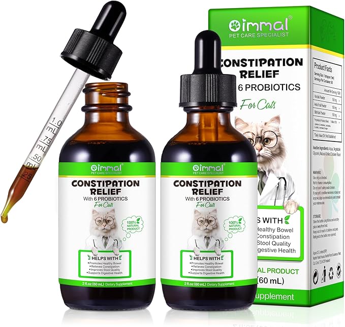 Cat Constipation Relief, Liquid Drops Supports Laxative Relief, Cat Herbal Supplements, Stool Softener Laxative Constipation Relief, Chicken Flavour- 60ml / 2 fl.oz(2PCS)-PawvioPets