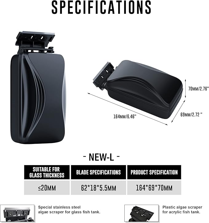 Aquarium Super Strong Magnetic Cleaner Glass Fish Tank Megnet Brush Algae with Scraper Floating Brush Large-PawvioPets