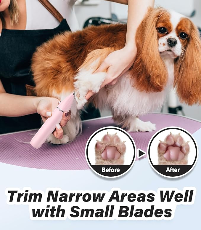 Casfuy Cordless Dog Paw Trimmer - Low Noise Small Dog Clippers with Double Blades USB Rechargeable Grooming Clipper for Dogs Cats and Small Pets for Trimming Hair Around Paws, Eyes, Ears, Face, Rump-PawvioPets