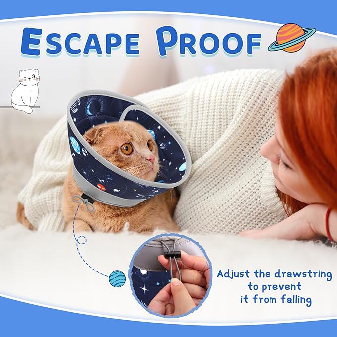 Cat Cone Collar Soft to Stop Licking, Adjustable, Foldable Lightweight Kitten Cones After Surgery Recovery for Cats & Kittens, Cat Cone Alternative (Grey, M)-PawvioPets