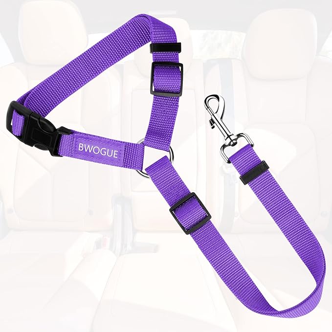BWOGUE Pet Dog Cat Seat Belts, Car Headrest Restraint Adjustable Safety Leads Vehicle Seatbelt Harness (1 Pack)-PawvioPets