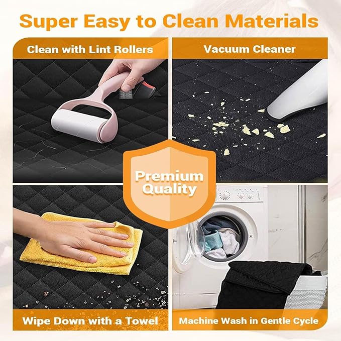 Dog Car Seat Cover for Back Seat, Hard Bottom Back Seat Extender for Dogs, Holds 420lbs, Waterproof Pet Hammock Protector, Thick and Durable Dog Seat Cover for Truck, Car, SUV-Black-PawvioPets