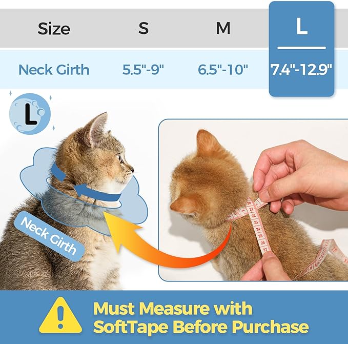 ComSaf Soft, Protective Adjustable Cat Cone Collar to Stop Licking After Surgery, Comfortable Lightweight Elizabethan Collar for Large Cat and Small Dog, Dog Recovery Collar Prevents Licking Wounds-PawvioPets